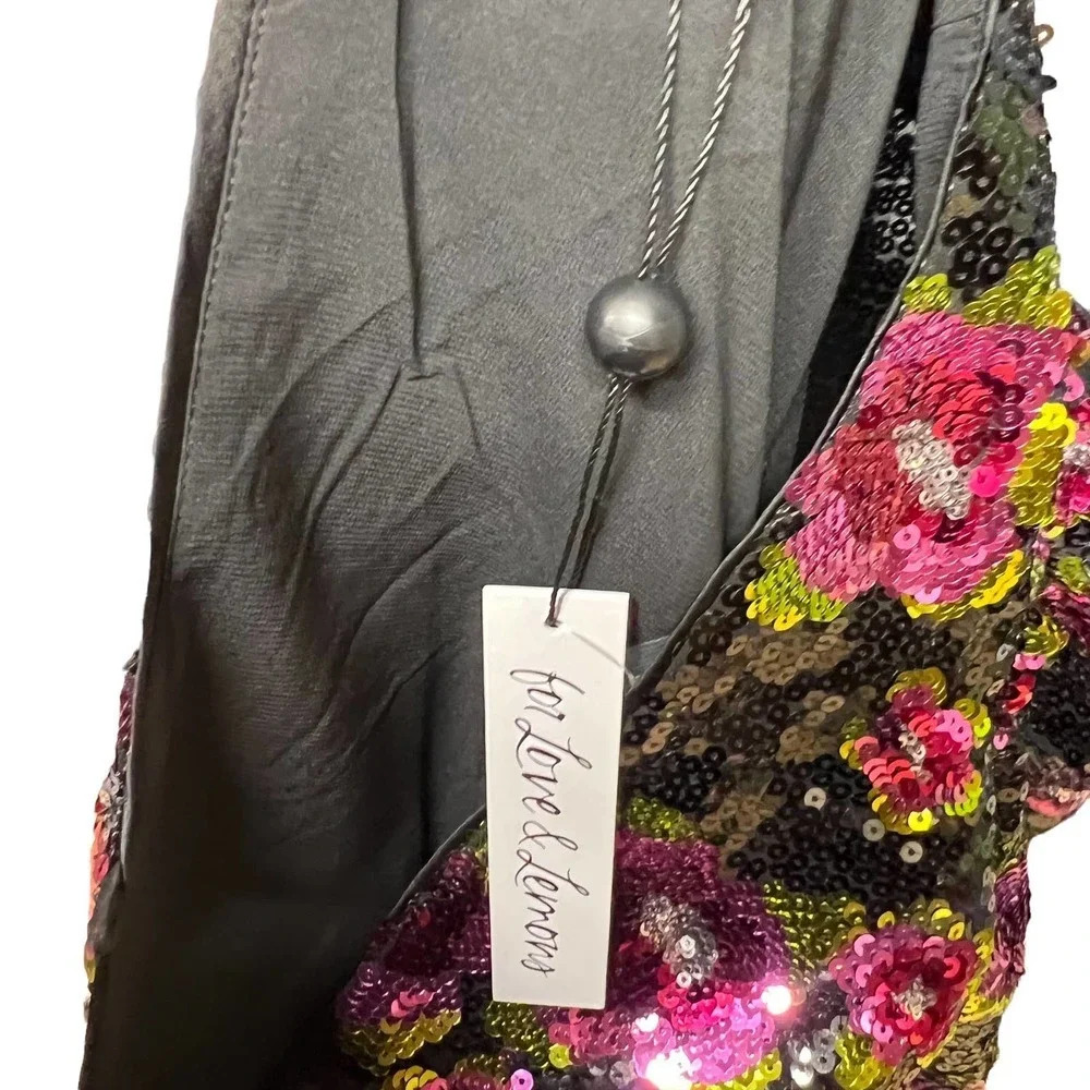 For Love & Lemons‎ Morrison Mini Dahlia Floral Dress Black Sequin Size XS - Picture 13 of 13